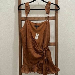 Express Satin Ruffle Wrap Cami